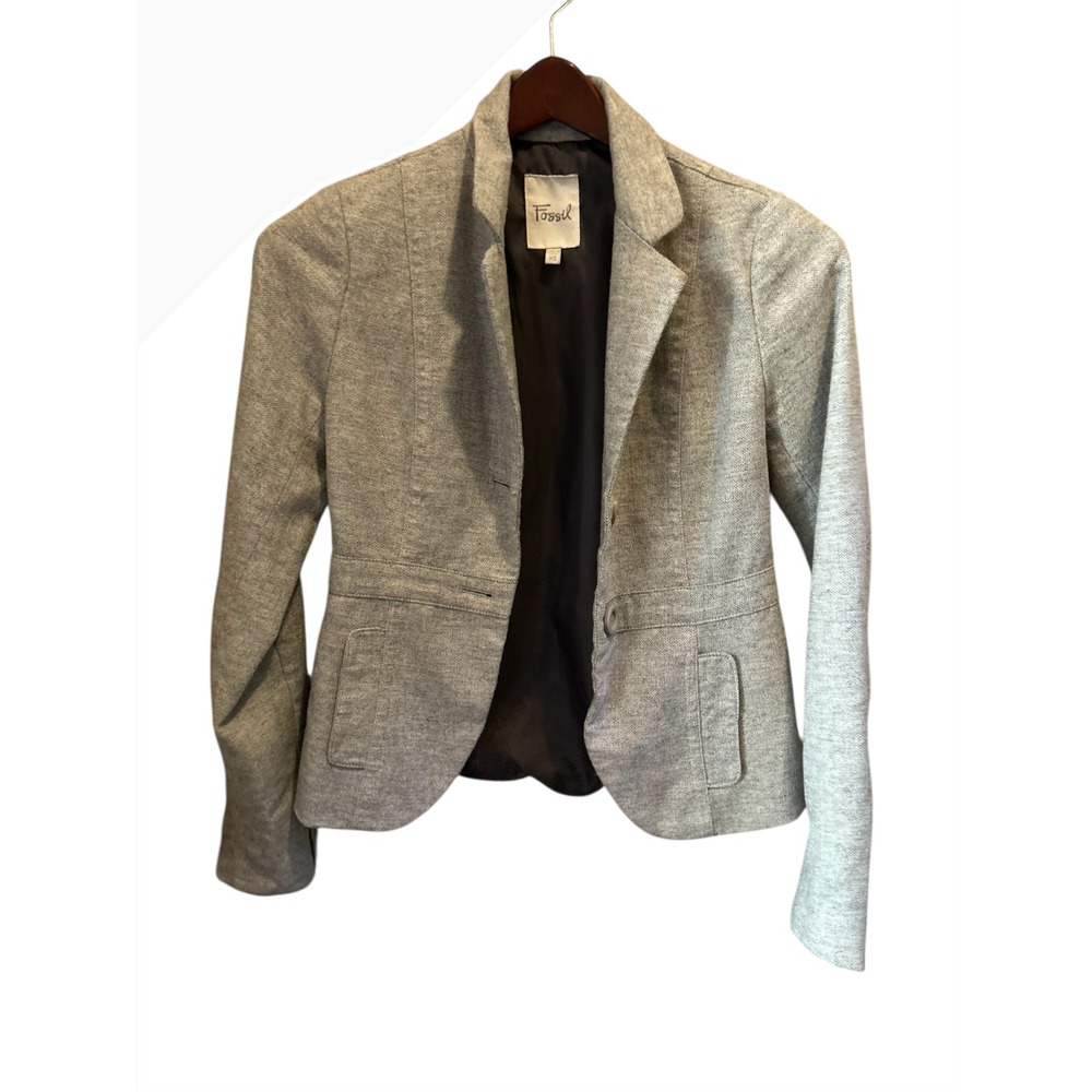 Fossil Womens Blazer XS‎ Gray Career Office Business Casual Jacket